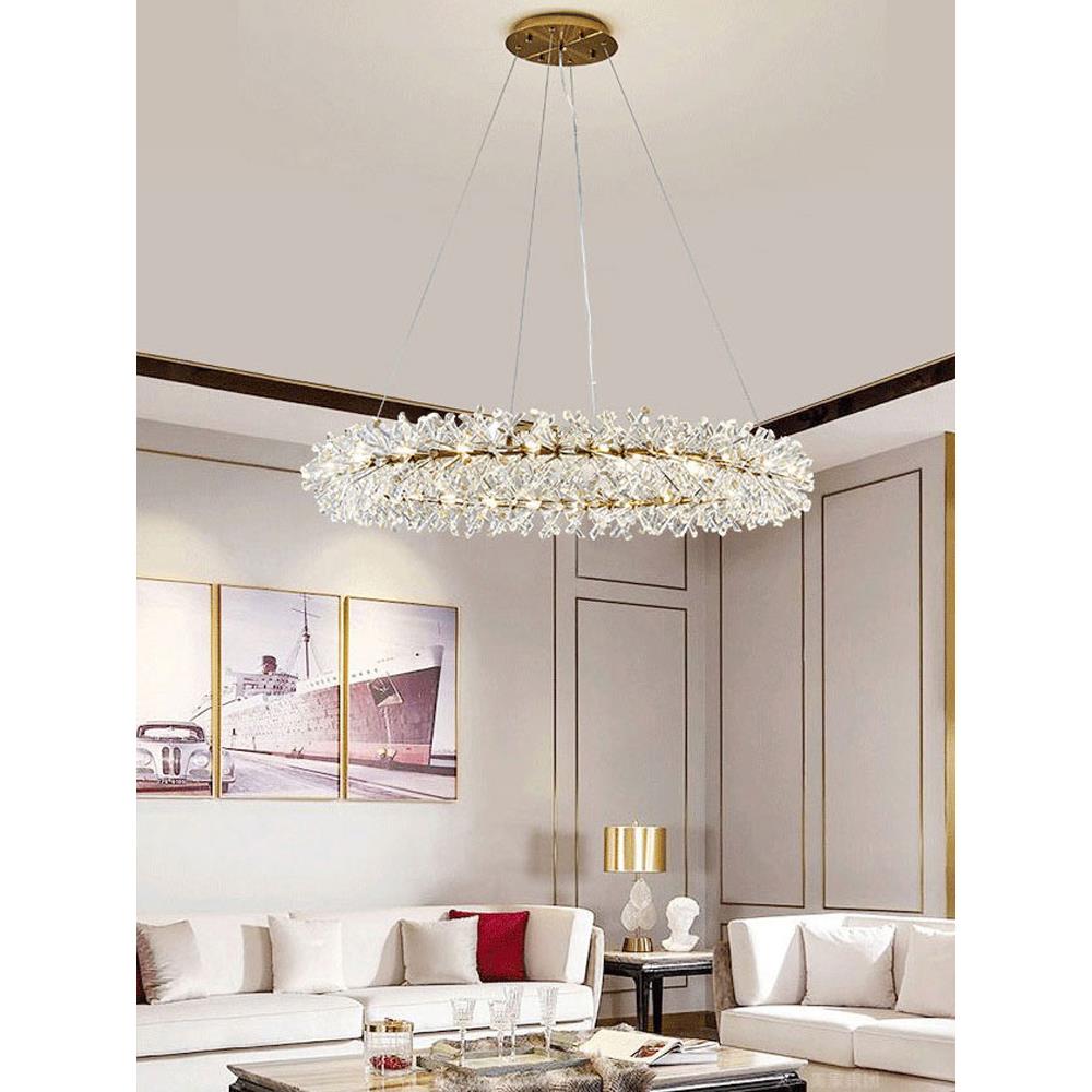 客厅吊灯简约现代大气北欧水晶灯大厅主灯2023新款主卧室灯具中山