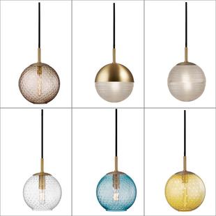 北欧客厅餐厅灯具现代简约全铜蓝色五彩小吊灯卧室床头吧台过道灯