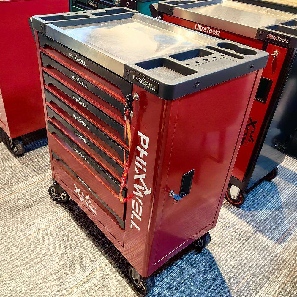 7个抽屉车间汽车保养维修工具收纳柜工具车含250+件专业汽修工具