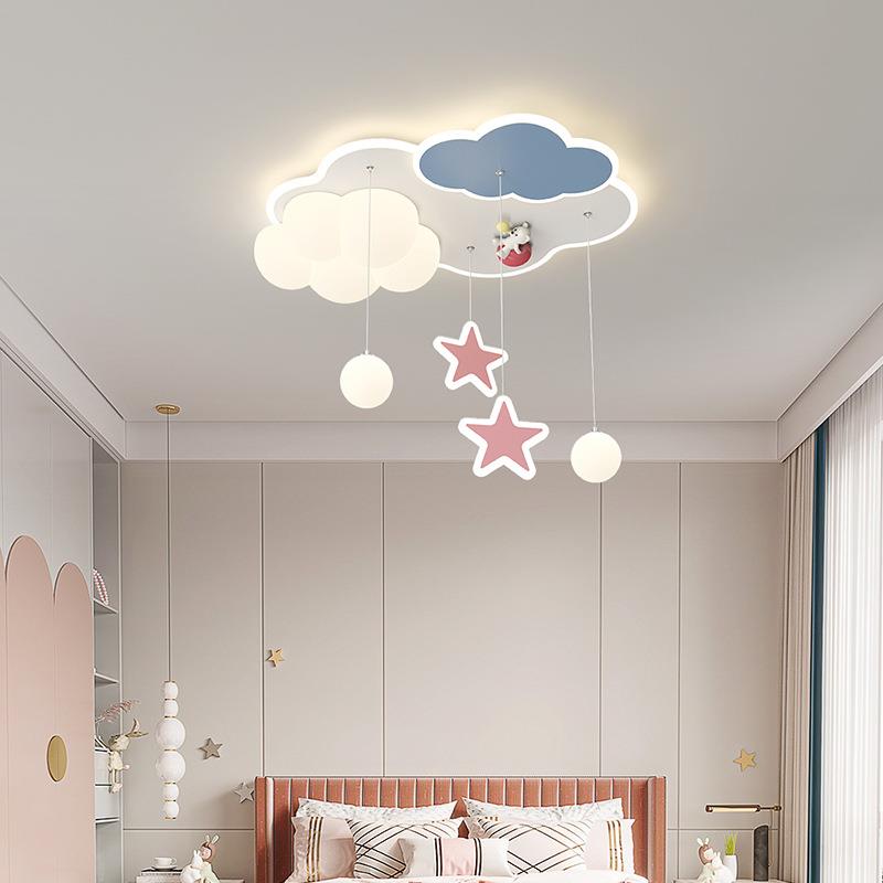 卧室吊灯云朵吊灯饰法式奶油风女儿房儿童主卧房现代简约星星灯具