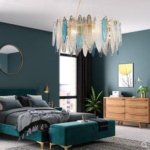 美式轻奢客厅餐厅灯后现代卧室设计师样板间北欧创意玻璃片吊灯具