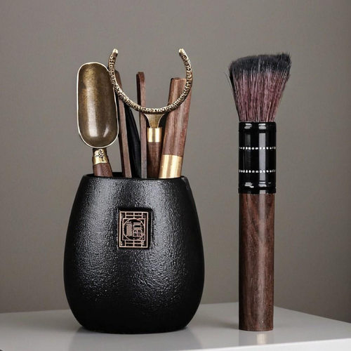 茶道六君子6件套茶筒单筒镊子中