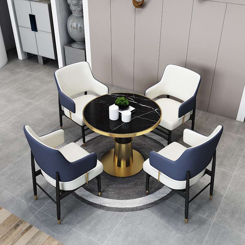 轻奢洽谈桌椅组合售楼处酒店商务接待部会客陶瓷小圆桌休闲沙发椅