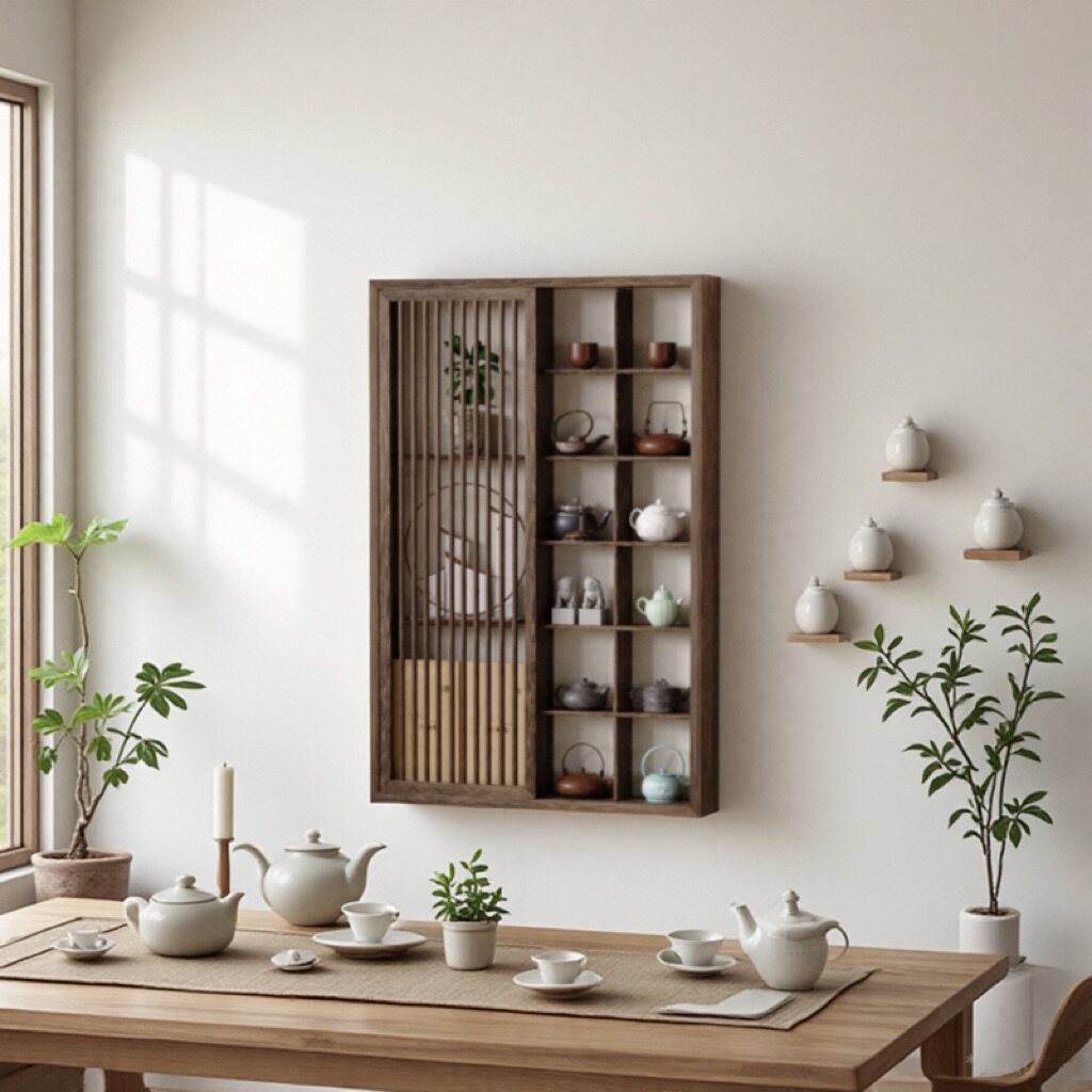 博古架实木中式壁挂茶室置物架茶柜茶杯展示架茶具茶壶多宝阁架子