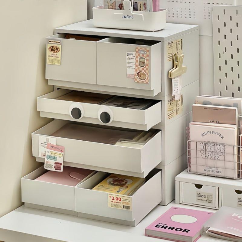 B6G学生桌面可爱抽屉式多层文具收纳盒文具盒大容量本子手账收纳