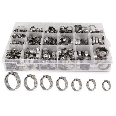 跨境530pcs盒装304不锈钢快速固定,卡箍喉箍抱箍管卡组合套装