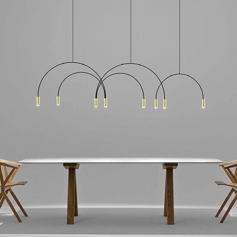 北欧极简线条灯具拱形铁艺餐厅艺术现代简约设计师网红吧台吊灯