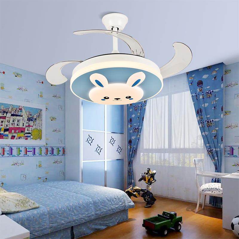 儿童卧室风扇灯房间灯网红家用隐形吊扇灯现代简约卡通风扇吊灯