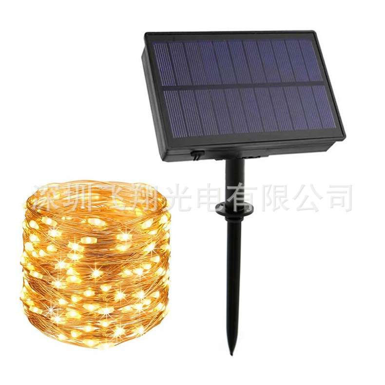亚马逊热销40米400灯led太阳能铜丝灯串PVC套管户外装饰防水彩灯