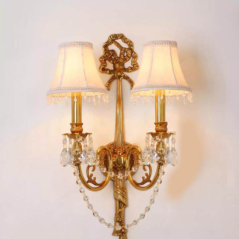 欧式全铜水晶壁灯法式客厅餐厅卧室走廊玄关双头创意过道别墅墙灯