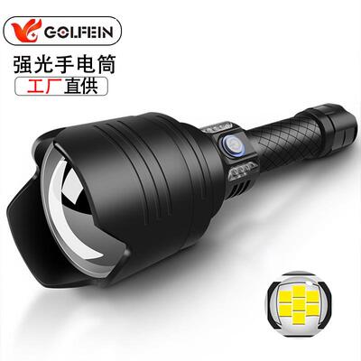 跨境XHP90手电筒变焦充电远射LED探照灯大功率超亮远射防水照明灯