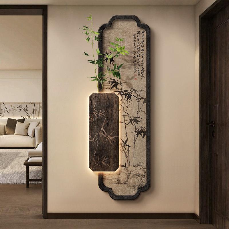 竹报平安宋代美学玄关装饰画入户门竹子画挂画中式走廊过道壁画灯