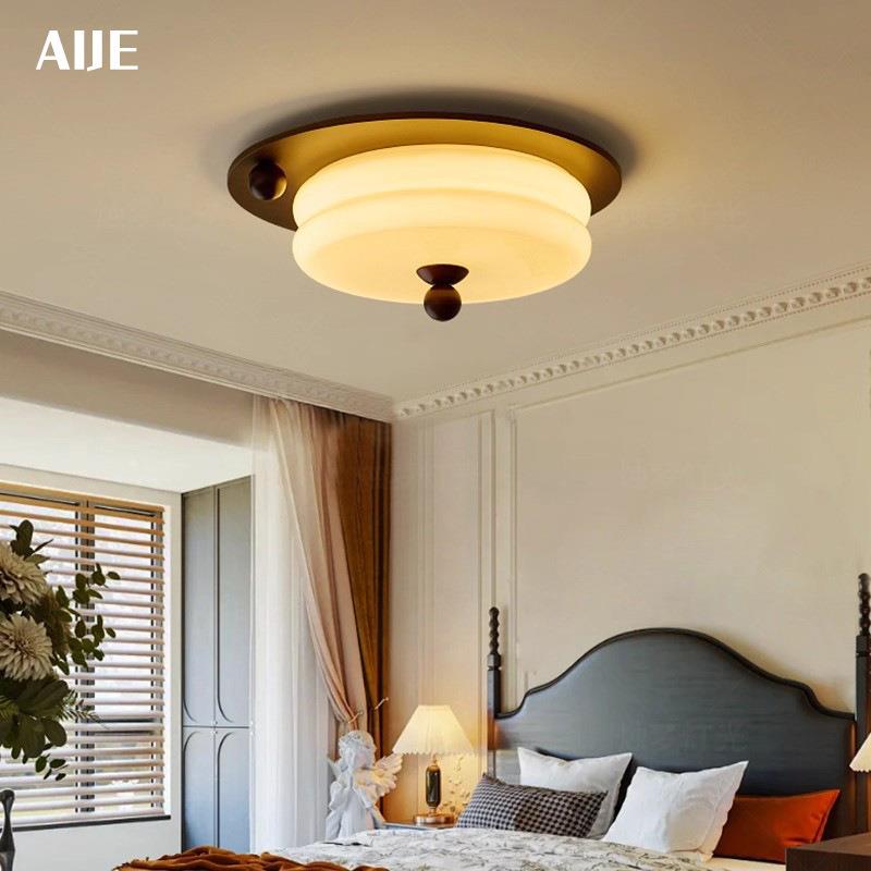 法式中古风客厅吊灯新款主灯美式复古实木主卧室餐厅玻璃灯次卧灯