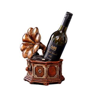美式复古怀旧风格暗红色留声机红酒架家居软装橱窗装饰工艺品摆件