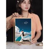 结婚登记照相框摆台A4大尺寸全家福婚纱照双面展示可旋转金属相框