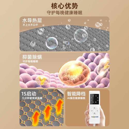 双人水暖电热毯四控电褥子分区双控水循环2025新款热毯温智能控温