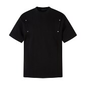 痞帅圆领半袖 JADEQILIN小众高级感短袖 铆钉T恤男宽松夏季 上衣潮牌