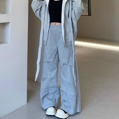 复古褶皱弯刀高街松弛感褶皱痞帅