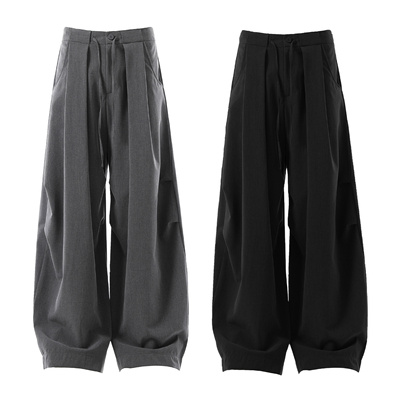 老钱风褶皱宽松休闲西裤