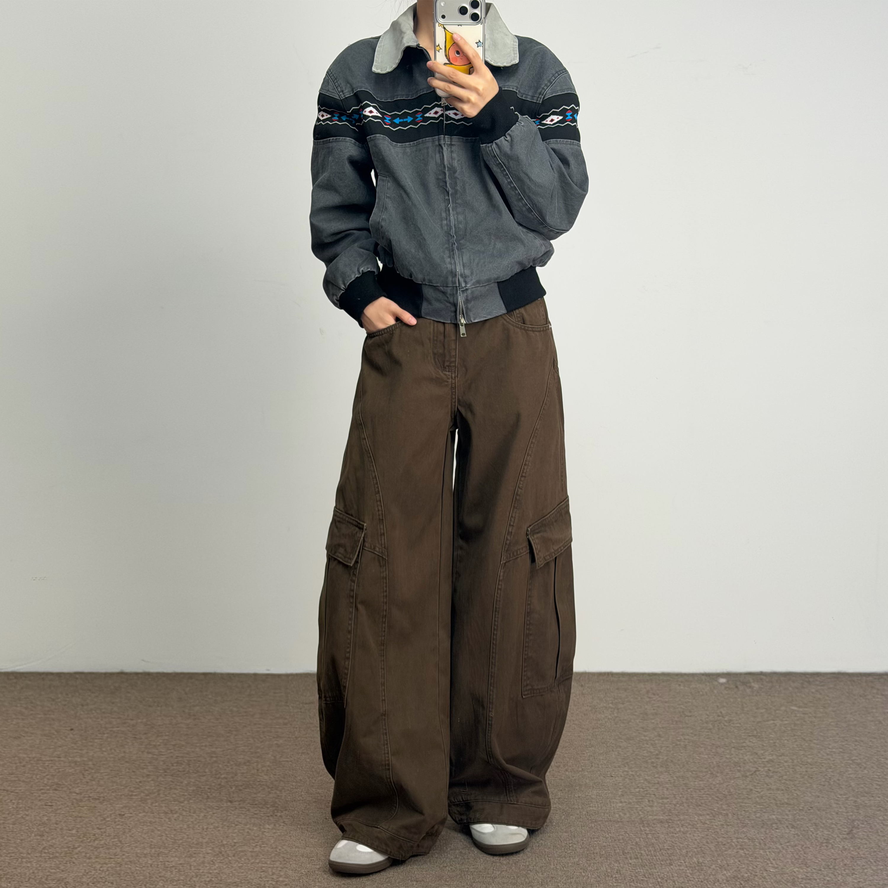 JADE QILIN美式复古小众设计感多口袋弯刀裤宽松阔腿裤潮牌裤子,男装,牛仔裤,淘宝优惠券,粉丝福利购,淘宝优惠卷