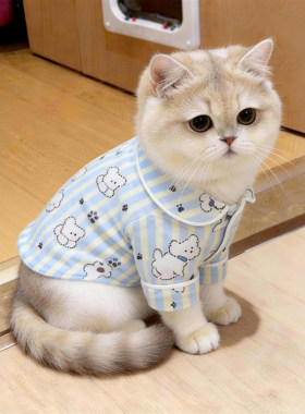 猫咪衣服可爱春秋季居家短袖衬衫