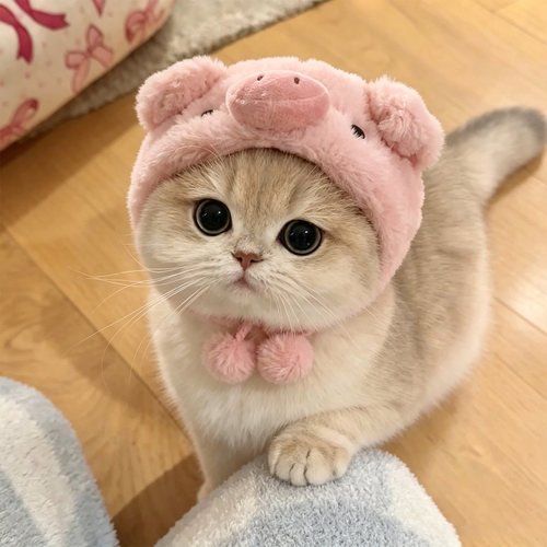 猫狗毛绒小猪造型萌宠帽拍照装饰