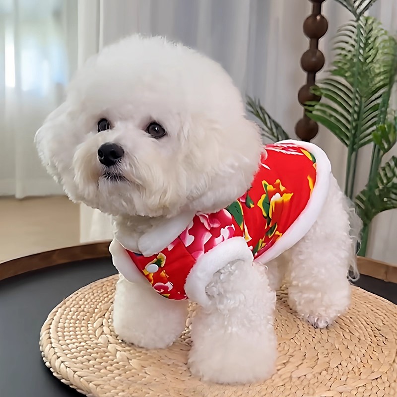 东北大花袄秋冬款可爱保暖狗衣服