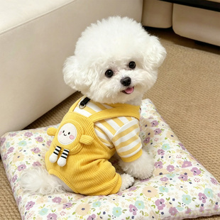 狗狗衣服可爱可牵引防掉毛四脚衣春秋款泰迪比熊小型犬猫咪背带裤
