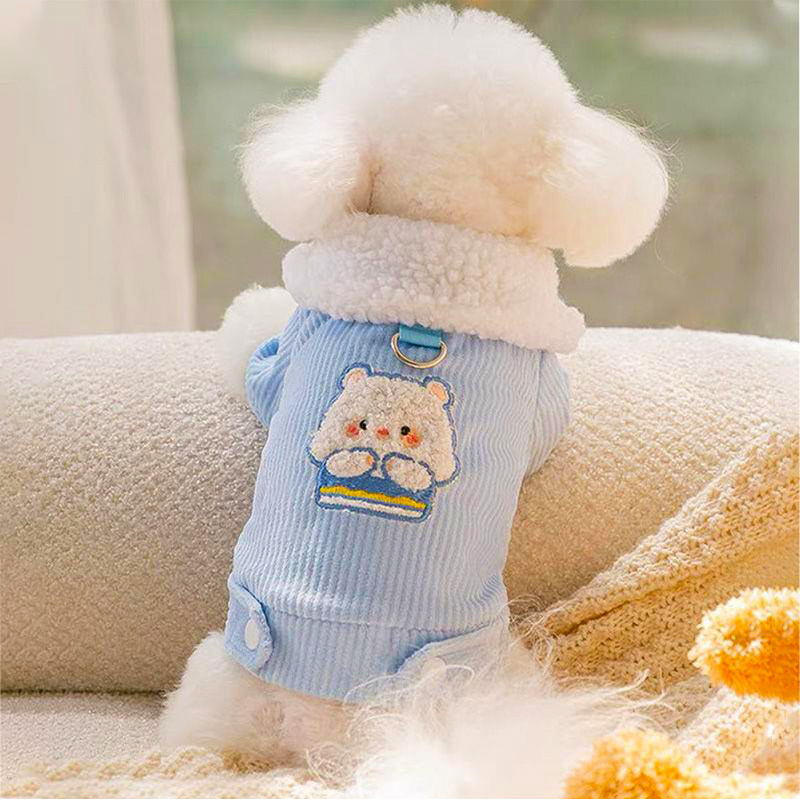 小狗狗衣服秋冬装加厚宠物幼犬保暖服饰猫咪衣服冬款带牵引扣棉衣