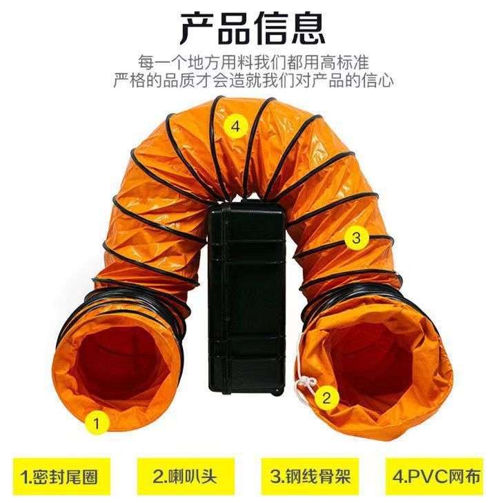 耐高温尼龙帆布风管螺旋伸缩软管轴流风机船舶隧道养殖厂阻垒德株