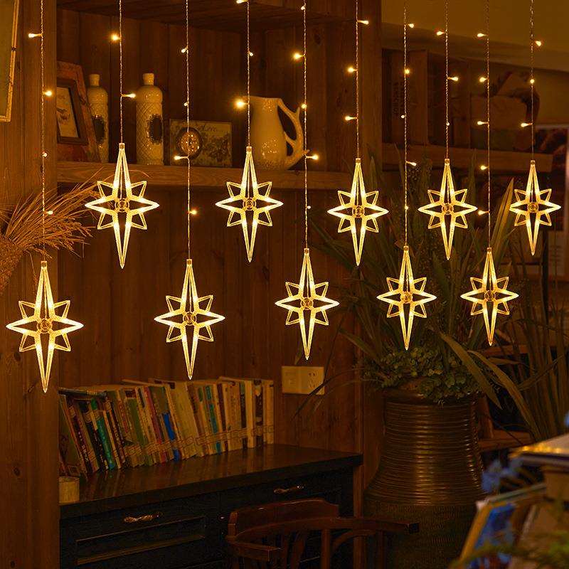 太阳能变色灯串户外防水花园阳台装饰庭院布置星月北极星窗帘灯