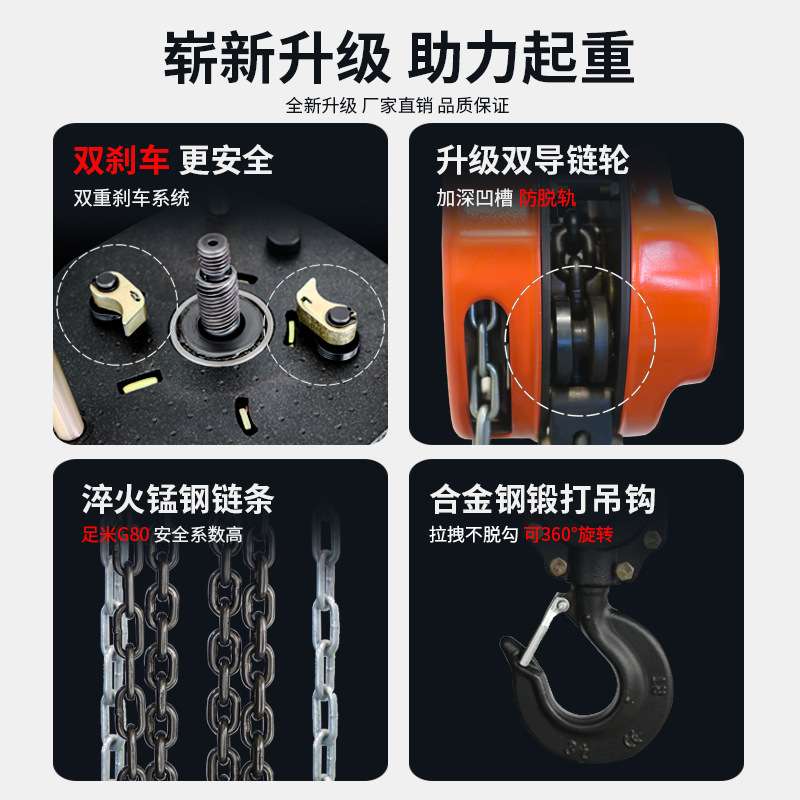 HSC型三角形手拉葫芦倒链1吨5t3m6m9米手动链条式葫芦起重葫芦