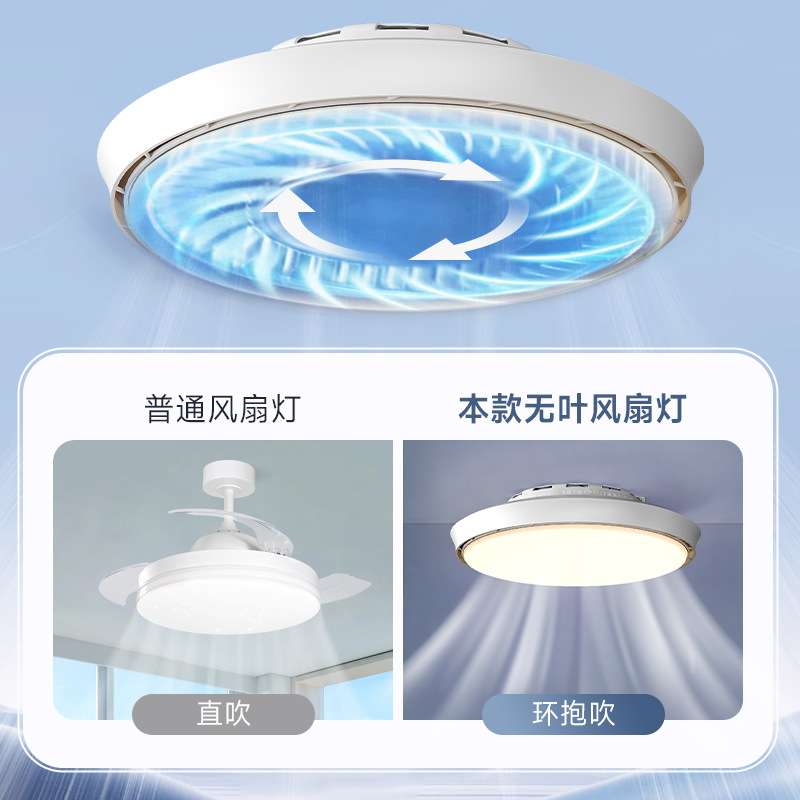 无叶风扇灯卧室灯主卧2025新款隐形电扇吊扇儿童房间静音吸顶灯具