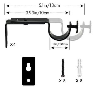 极速4 Pack Heavy Duty Curtain RodC Holders Curtain Rods Hook