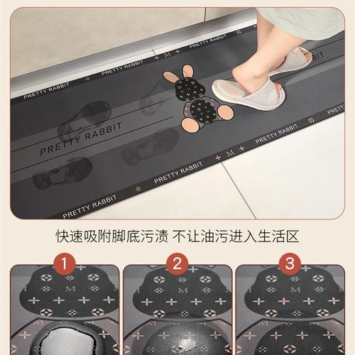 极速厨房防滑防油地垫软硅藻泥吸水吸油长条卡通脚垫耐.脏可擦免