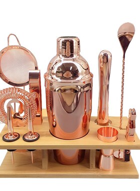 极速11pcs 750ML C75-1p1-WGD-34  Rose Gold Color Bartender Ki