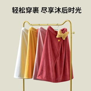极速浴巾c女比纯棉吸水家用可穿式 可裹巾干发帽发带三件套裙浴袍