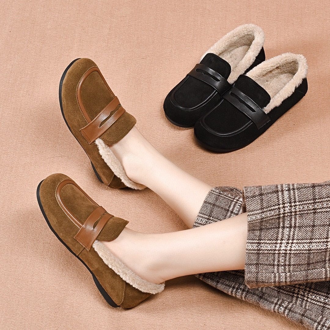 外穿平底豆豆鞋女鞋毛毛鞋2023秋冬新款软底软面一脚蹬乐福懒人鞋,女鞋,棉鞋,淘宝优惠券,粉丝福利购,淘宝优惠卷