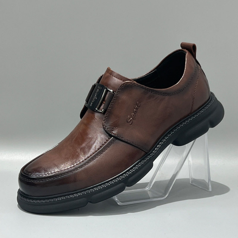皮鞋男士商务正装尖头软面真皮透气轻便软底2024春夏新款休闲皮鞋