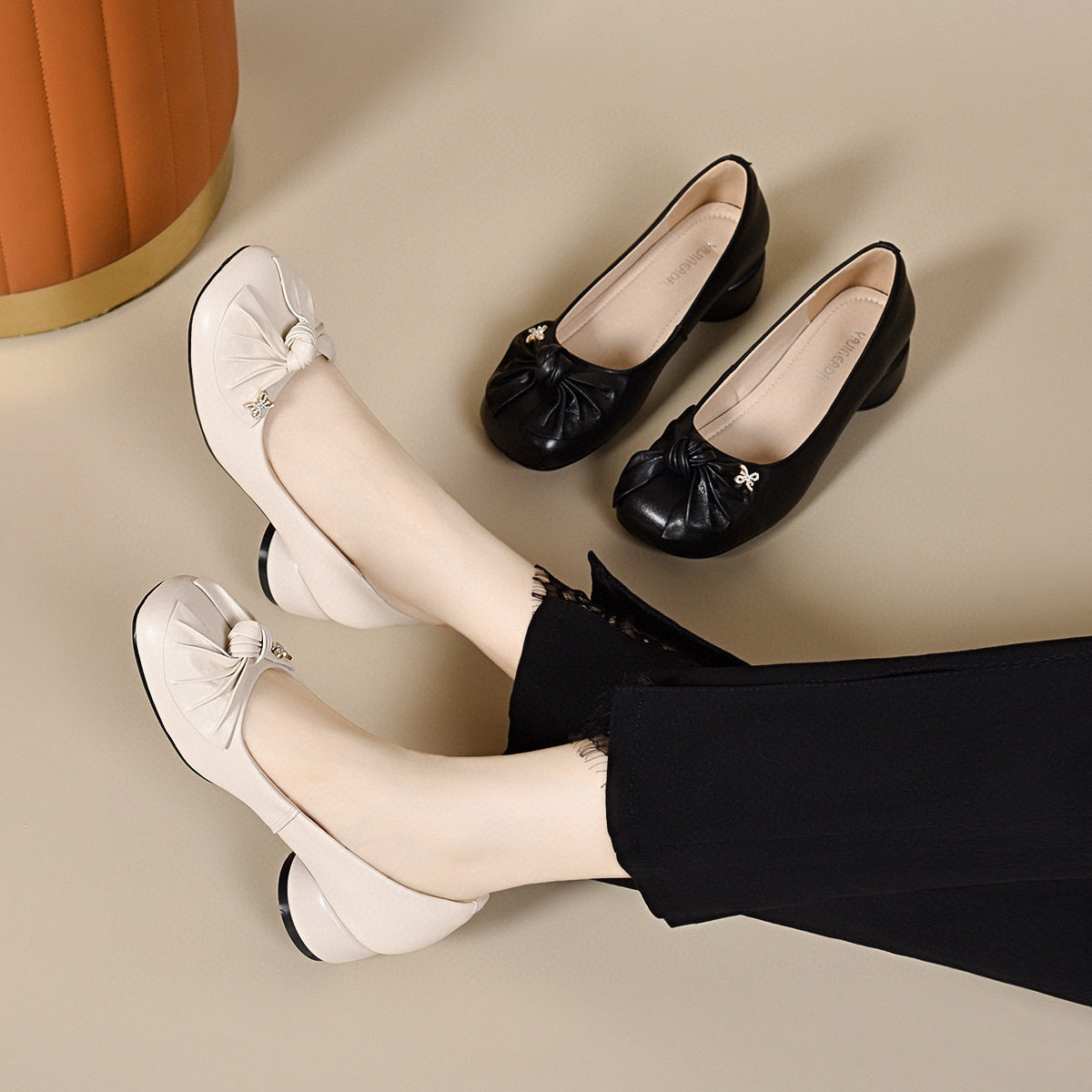 方头乐福鞋女2025早秋新款浅口一脚蹬平底鞋韩版蝴蝶结单鞋懒人鞋,女鞋,乐福鞋（豆豆鞋）,淘宝优惠券,粉丝福利购,淘宝优惠卷