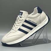 小白鞋 防滑耐磨跑步运动休闲潮鞋 春季 真皮透气软底运动鞋 新款 男士