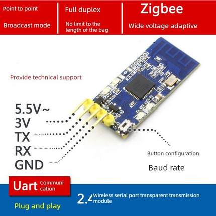 2.4G zigbee无线串口收发模块 CC2530数据透传 点对点广播模式TTL