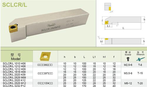 95度弹簧钢外圆数控刀杆 SCLCR/SCLCL 1212H06 1616H09 2020K09