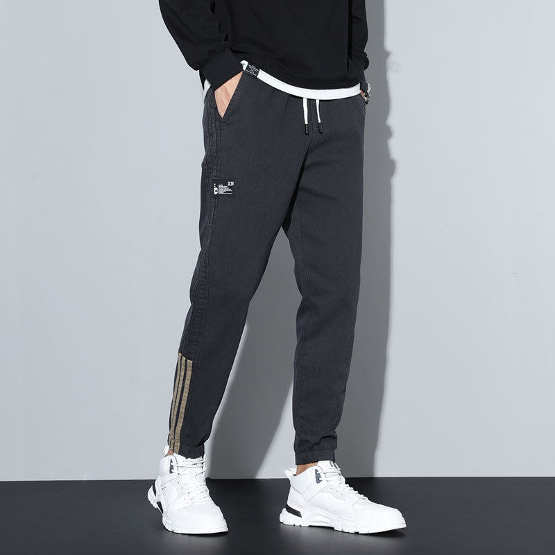 男士新款春秋季韩版束脚工装裤潮流时尚百搭运动休闲抽绳长裤子