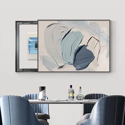网红现代简约电表箱装饰画北欧风餐厅客厅抽象壁画配电箱推拉遮挡