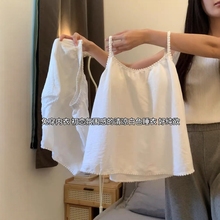 少女白月光带胸垫吊带睡衣女款夏季2025白色家居服大码短裤套装女