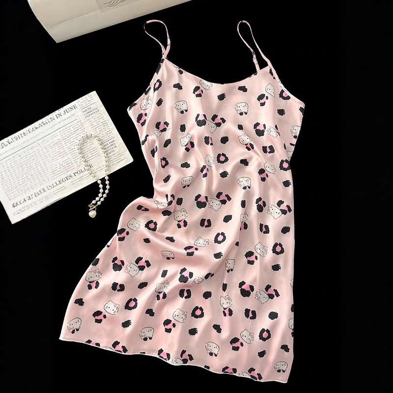 豹纹Hellokitty睡裙女款夏季冰丝