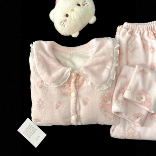 美乐蒂小羊睡衣女秋冬季珊瑚绒加厚加绒冬天2025新款法兰绒家居服