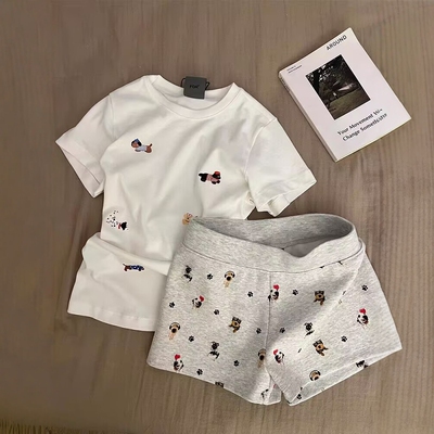 可爱小狗印花短袖睡衣女夏可外穿