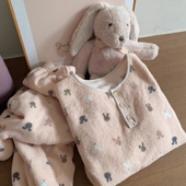 Glee 可爱卡通小兔软糯法兰绒睡衣冬季 女大码 Sin 保暖家居服套装